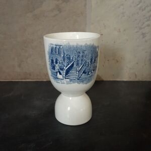 Vintage Johnson Brothers England Ironstone Blue Transferware Double Egg Cup